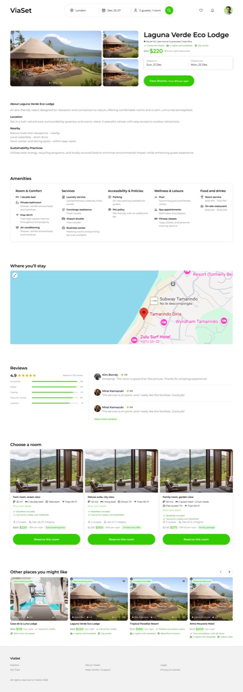 ViaSet — Hotel Details page